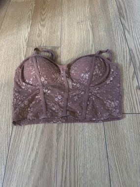 Lace Longline Bustier Bralette in Mauve